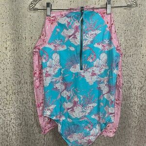 Hurley Love Shack Fancy Girls Long Sleeve Rash Guard Swimsuit, NWT, Large (14)